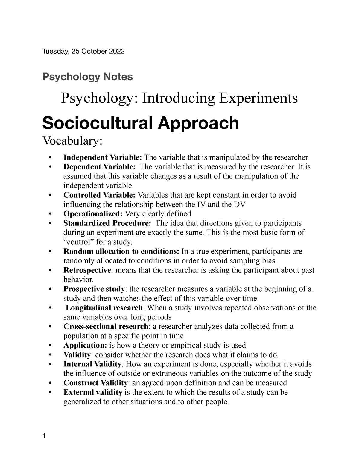 Psych Notes - Sociocultural Approach - Tuesday, 25 October 2022 ...