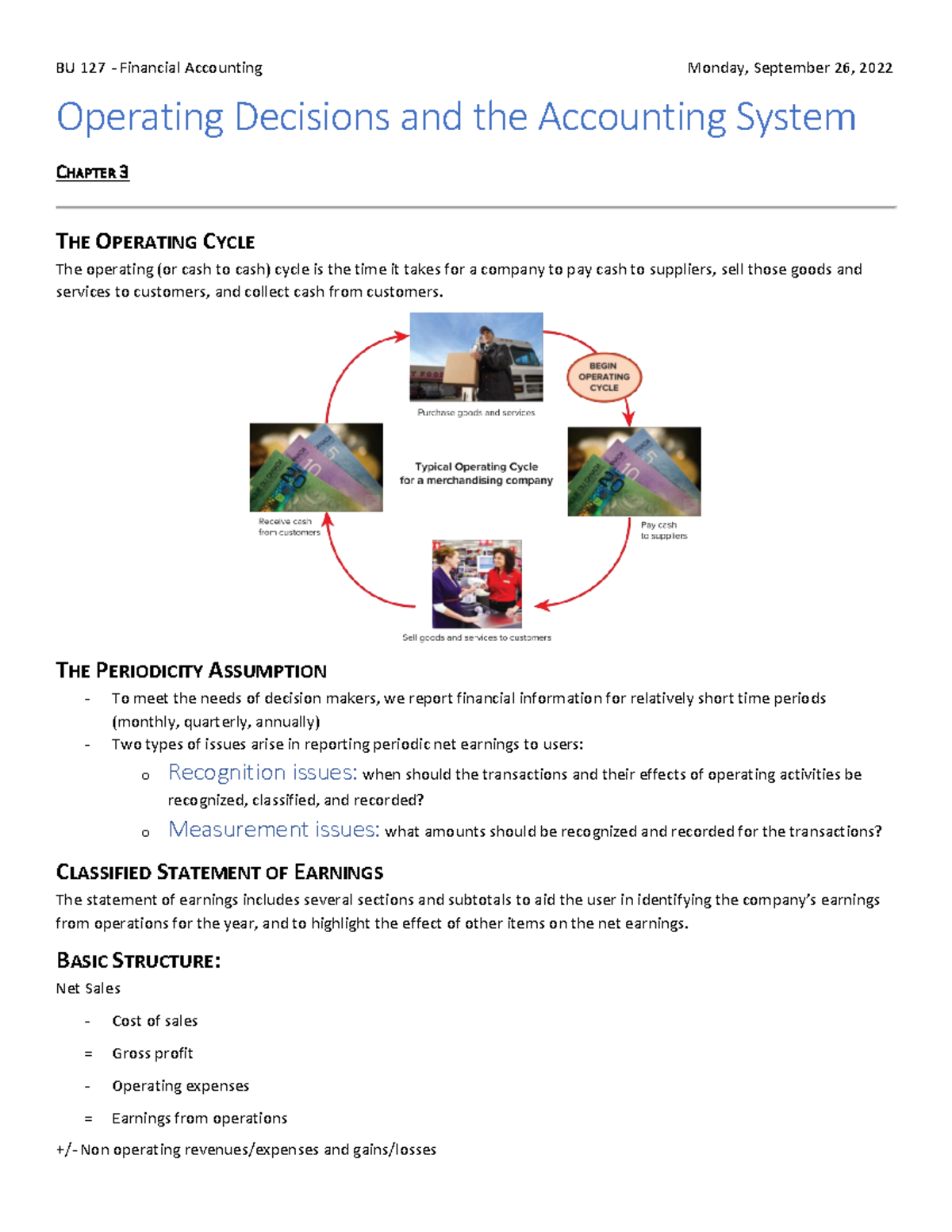 Accounting - Chapter 3 Notes - BU 127 - Financial Accounting Monday ...