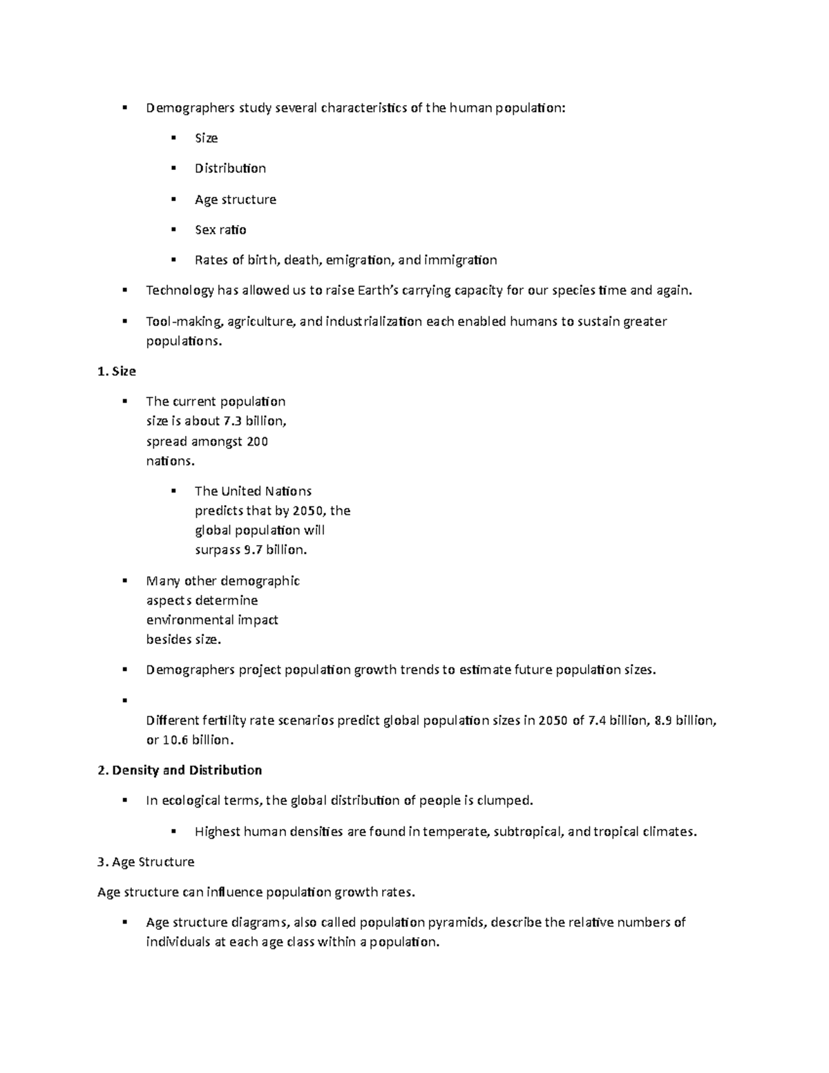Human population size - COURSE SUMMARY FOR GLOBAL WARMING COURSE FALL ...