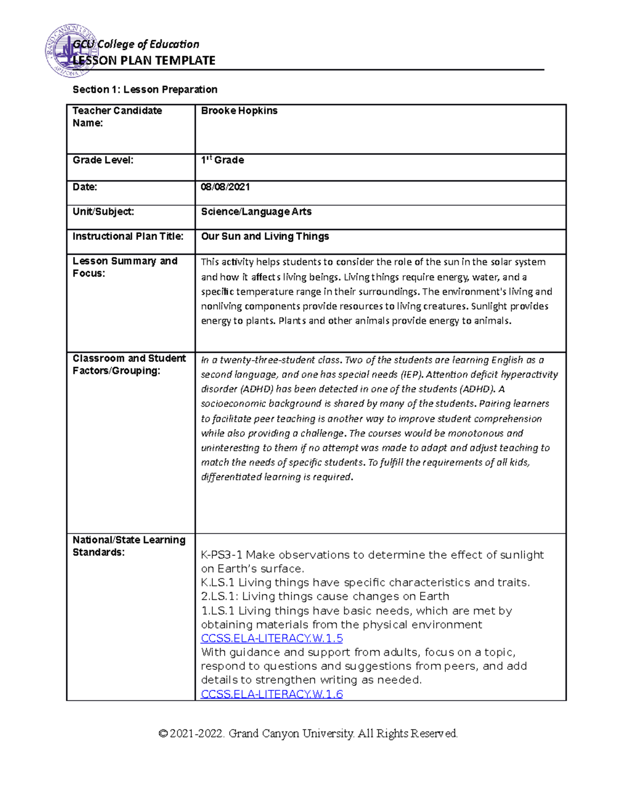 Coe lesson plan template 4600 Update LESSON PLAN TEMPLATE Section 1 