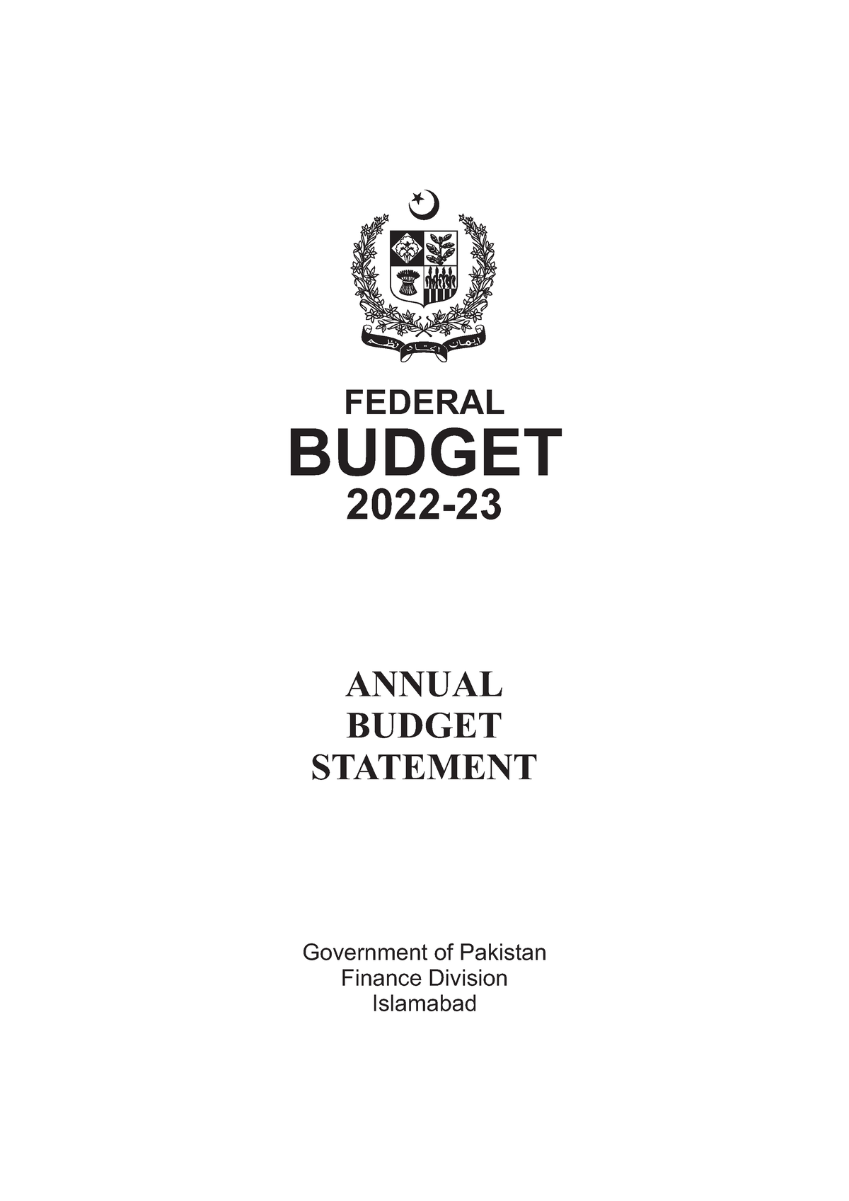 Annual Budget Statement English Government of Pakistan Finance