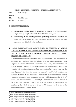 Assessment task 1 LLH201 - LLH201 Legal Research Assessment Item 1 ...