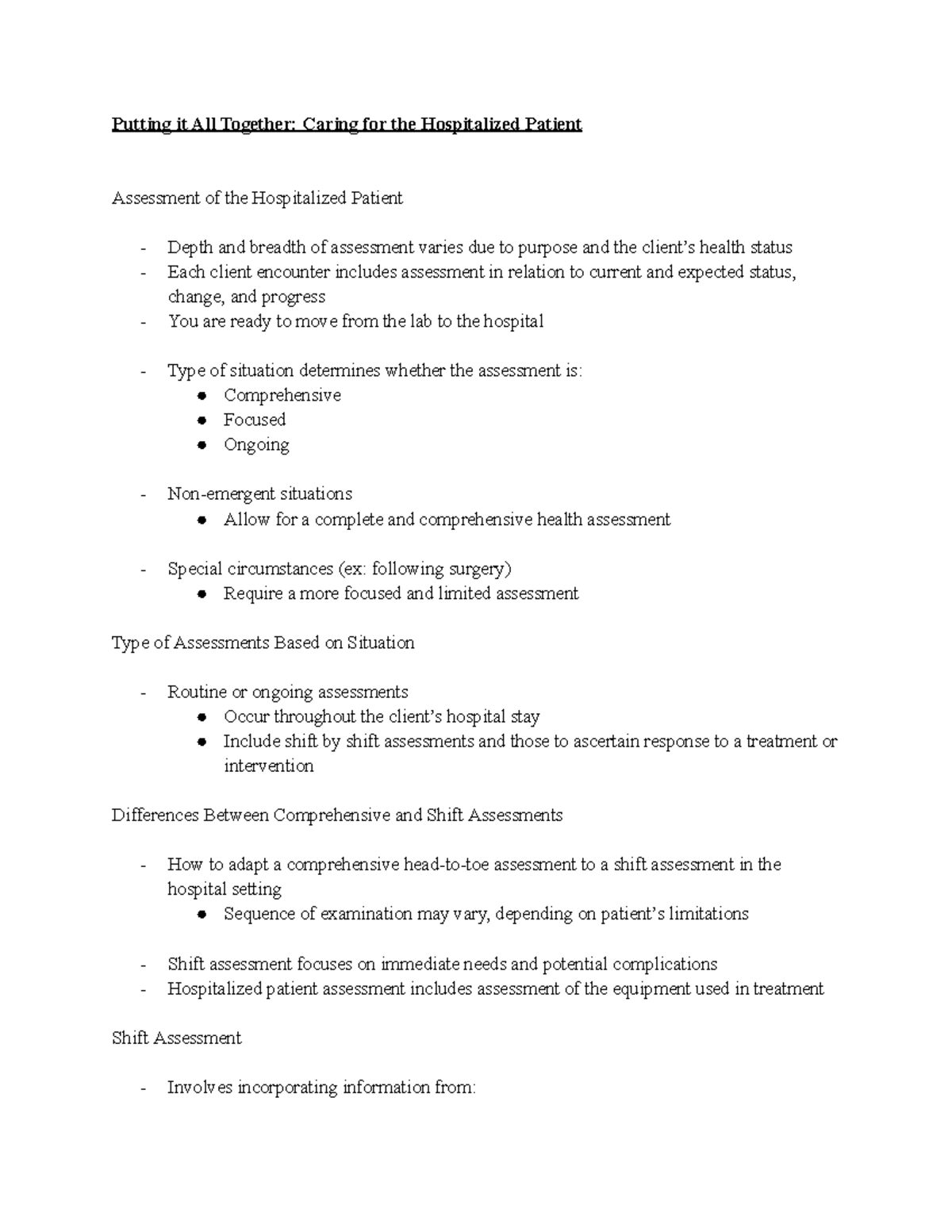 FOUN- Care Of The Hospitalized Patient - Putting It All Together ...