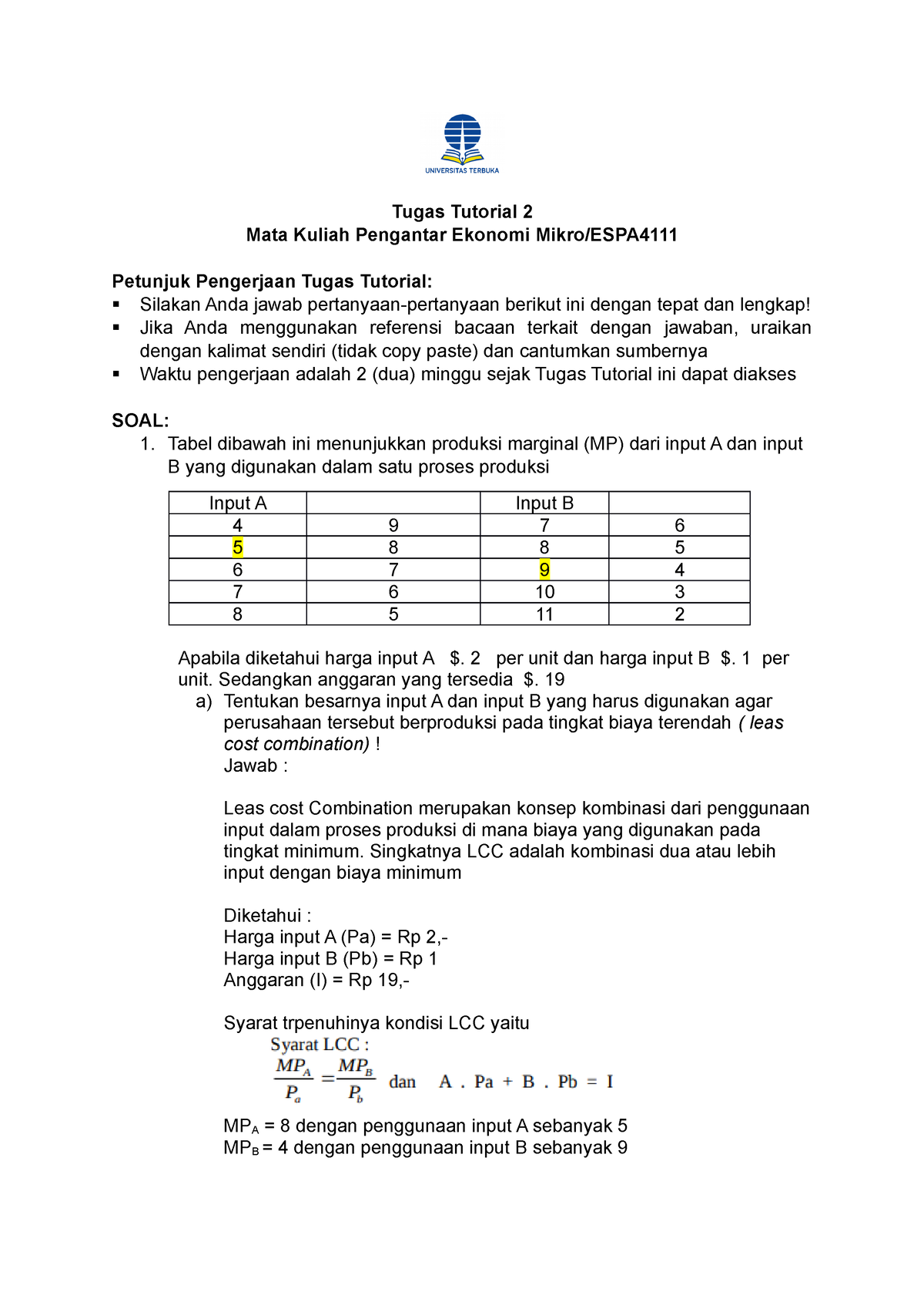 643087761 Rev Tugas 2 Pengantar Ekonomi Mikro 1 Docx - Tugas Tutorial 2 ...