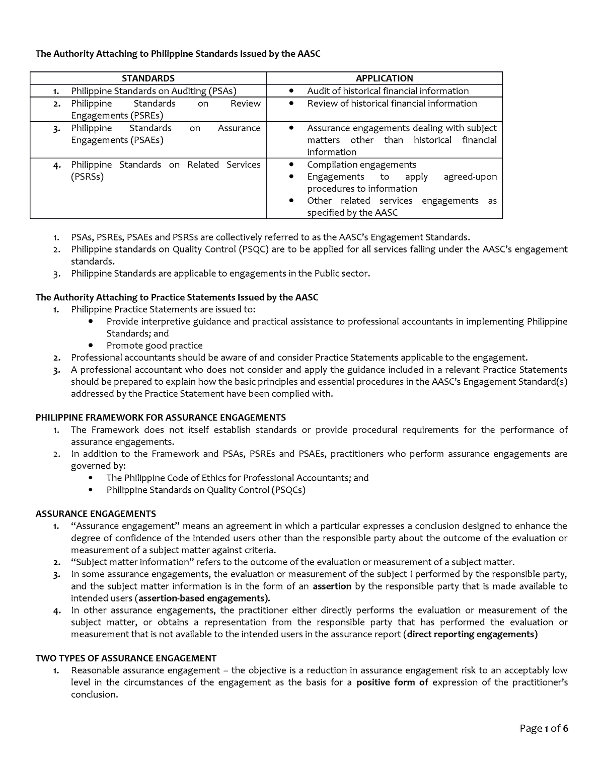 Assurance PSQC GAAS and Pre engagement Review Notes - Accountancy ...