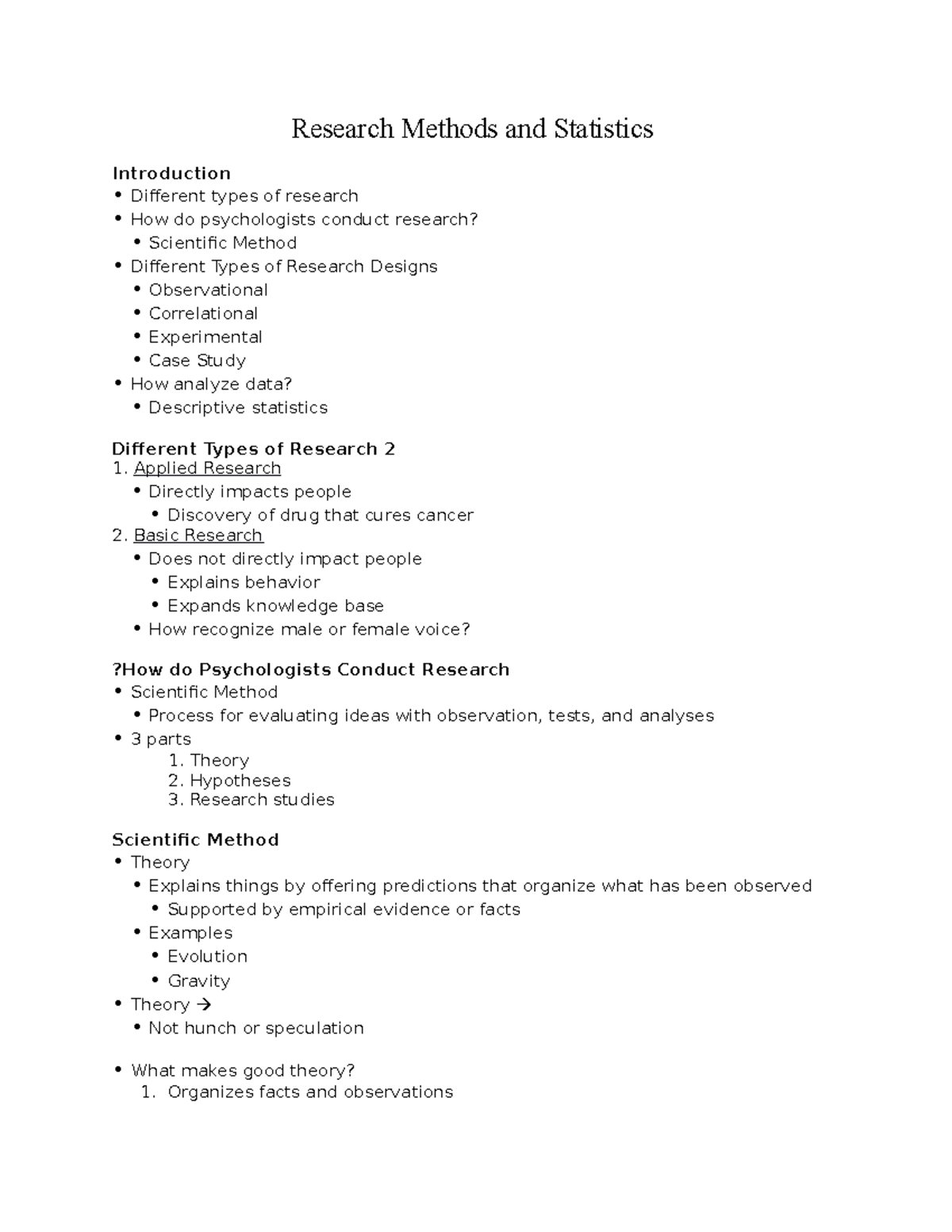 Research Methods Part 1 - Research Methods And Statistics Introduction ...