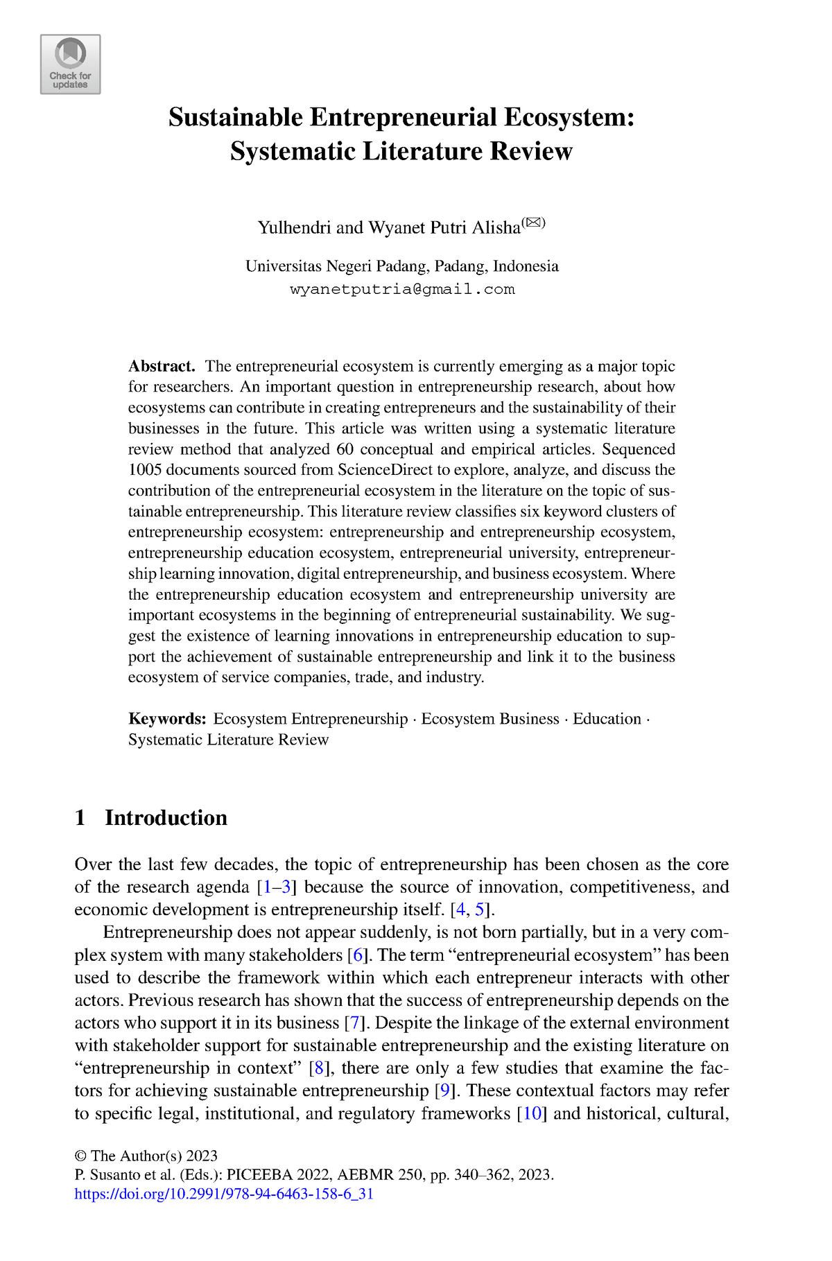 entrepreneurial ecosystems a systematic literature review and research agenda