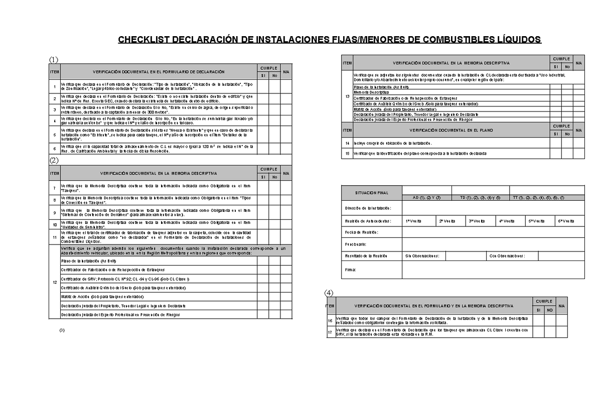 TC4 Checklist - Check - (1) ITEM VERIFICACIÓN DOCUMENTAL EN EL ...
