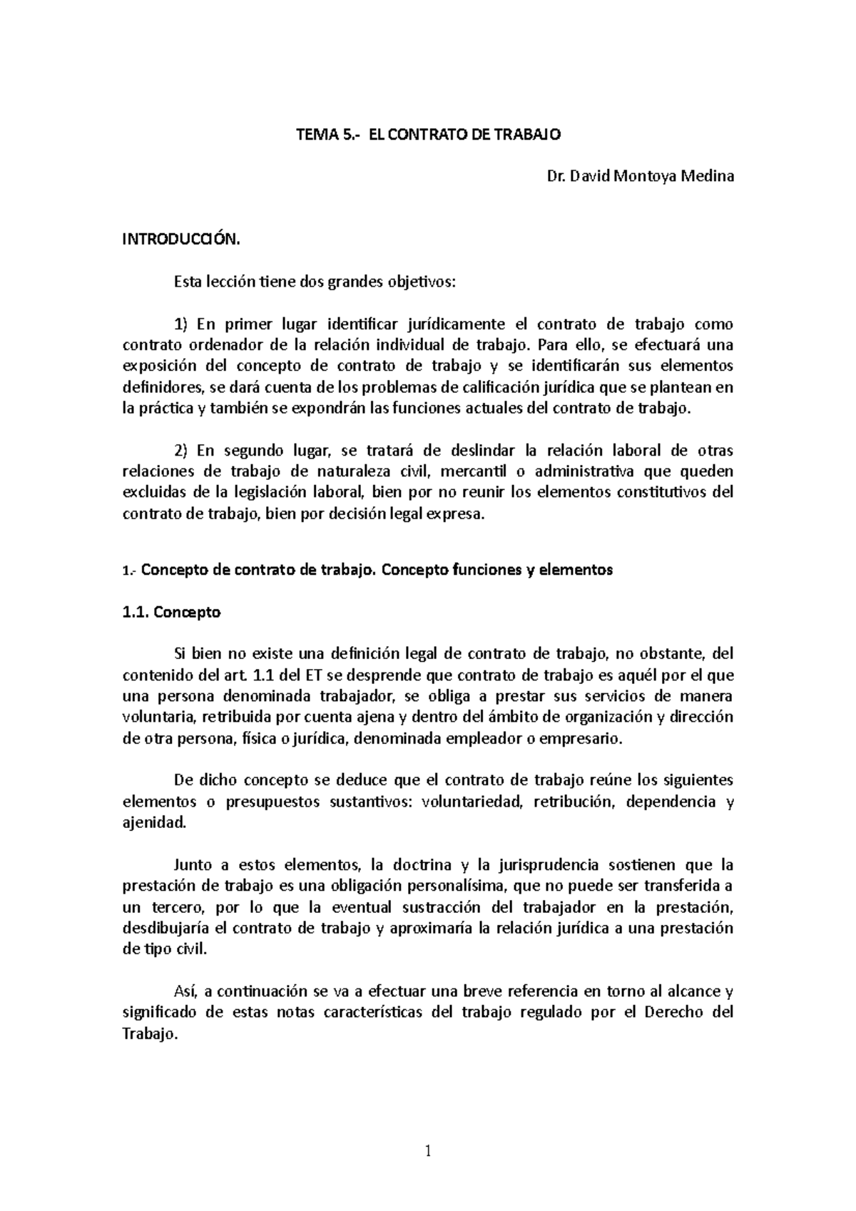 TEMA 5 parte ( Grado) derecho del trabajo 1 - TEMA 5.- EL CONTRATO DE ...
