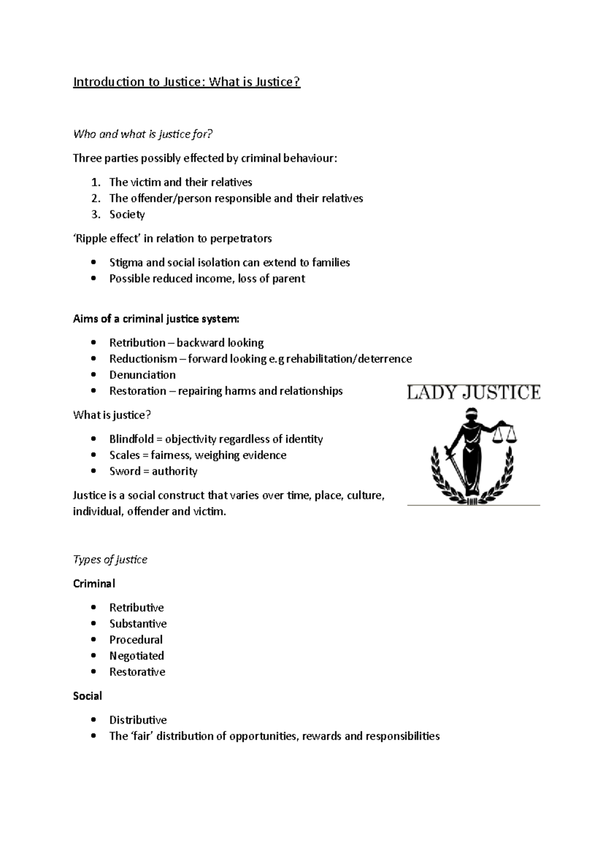 Introduction to Justice, living with justice Introduction to Justice What is Justice? Who and