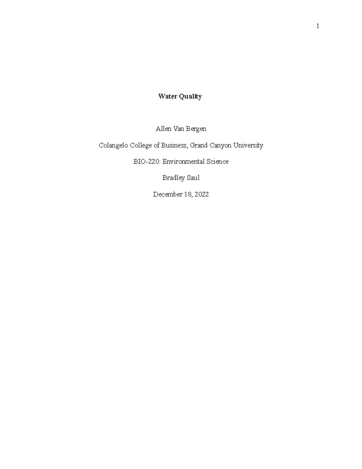 Water Quality Hawaii yeah Water Quality Allen Van Bergen Colangelo College of Business