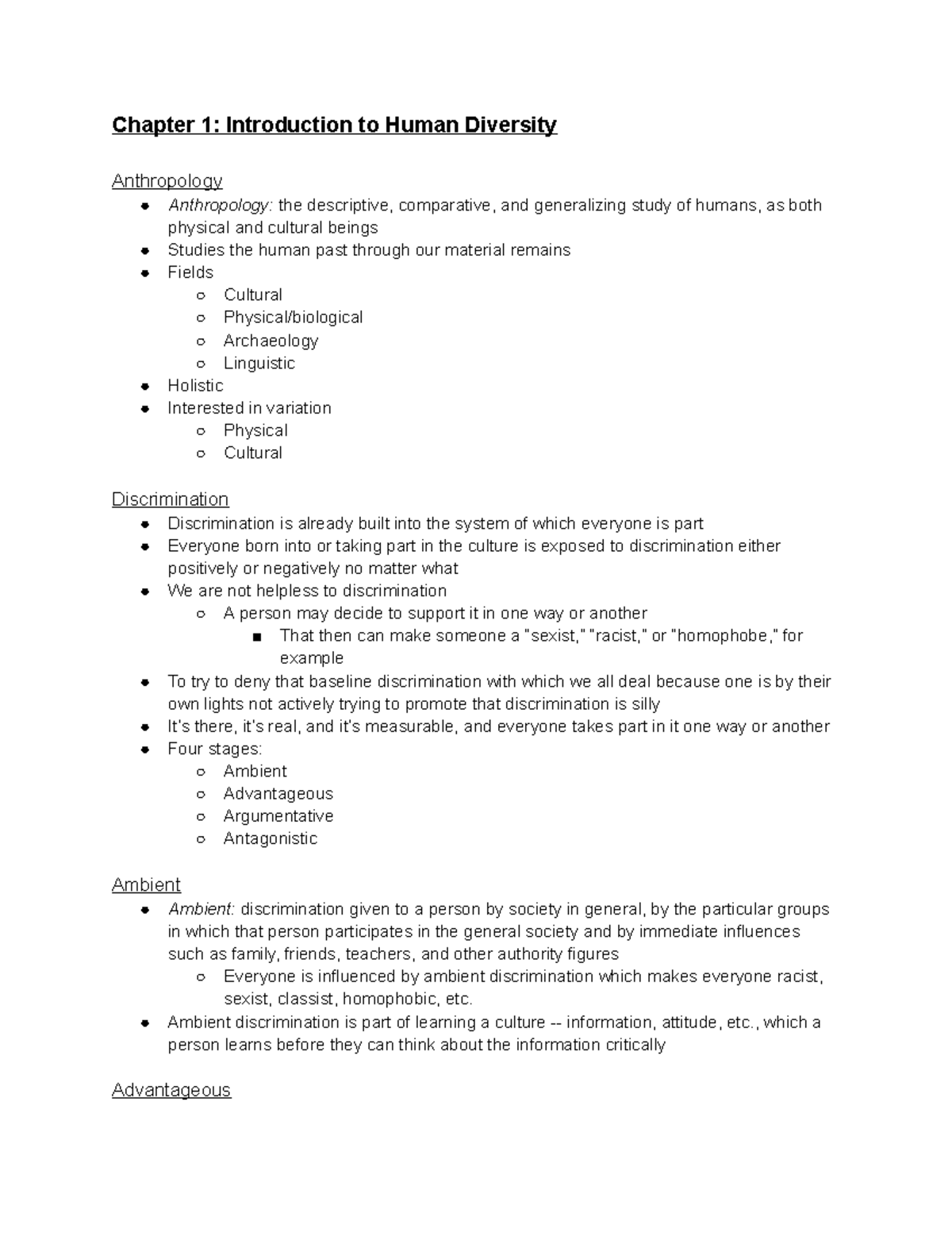 Chapter 1: Introduction To Human Diversity - Chapter 1: Introduction To ...