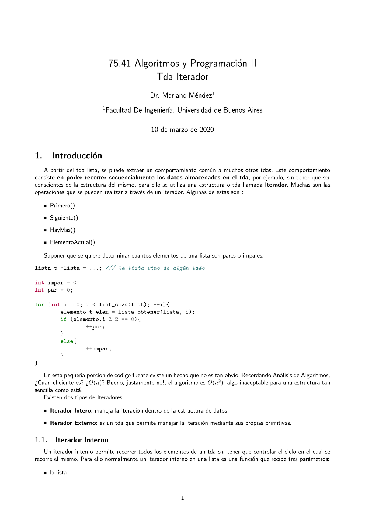 08 - Iteradores Listas - 75 Algoritmos Y Programaci ́on II Tda Iterador ...