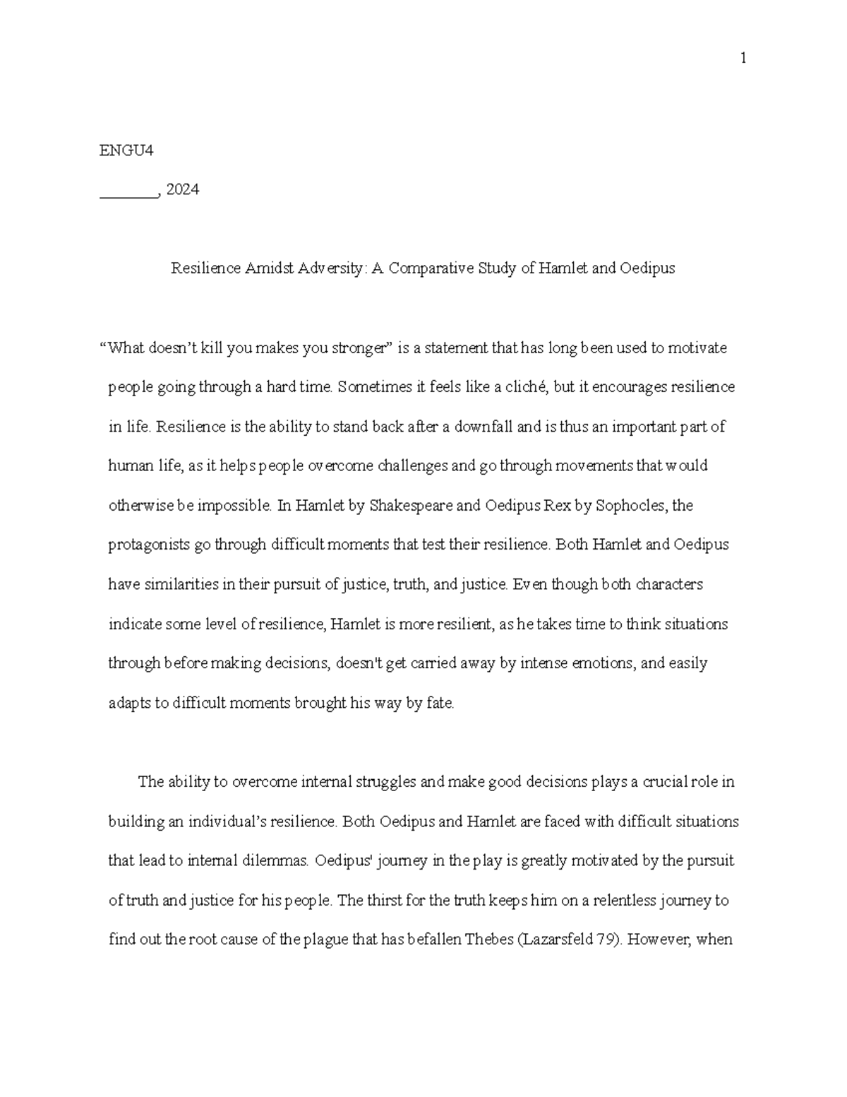 1.5 assignement essay (Resilience) - ENGU _______, 2024 Resilience ...