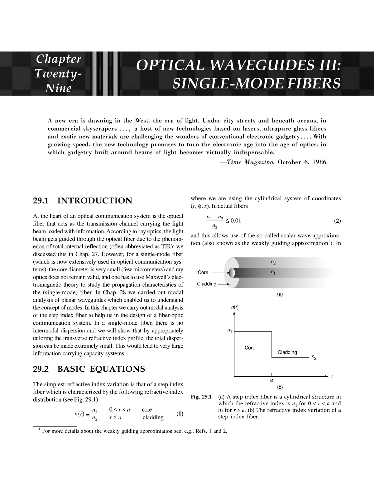 Optics- 29 - Single-Mode Fibers - 29 INTRODUCTION At The Heart Of An ...