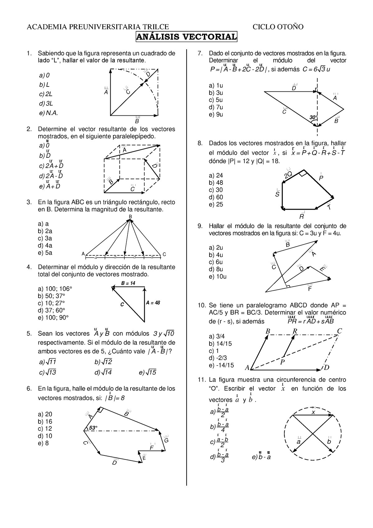 Análisis Vectorial Trilce - ACADEMIA PREUNIVERSITARIA TRILCE CICLO ...