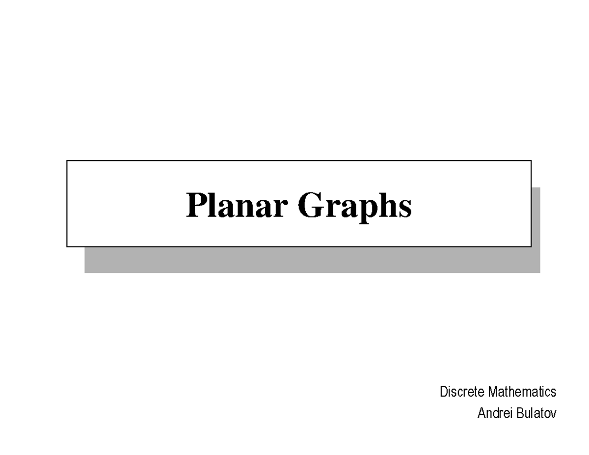 Final Lecture - Lec 27 - Introduction Planar Graphs Discrete ...