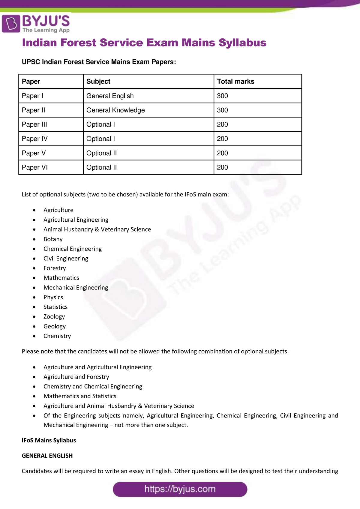 Indian Forest Service Exam Mains Syllabus - IFoS Mains Syllabus GENERAL ...