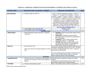 RCT Appraisal Template - CRITICAL APPRAISAL TEMPLATE FOR RANDOMISED ...