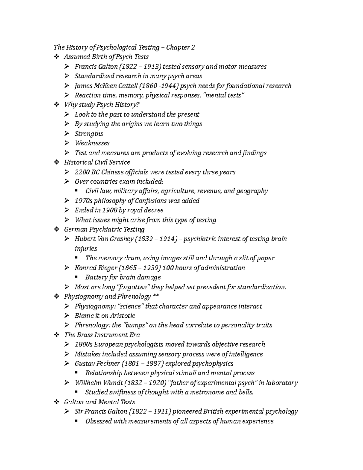 The History of Psychological Testing - Chapter 2 - StuDocu