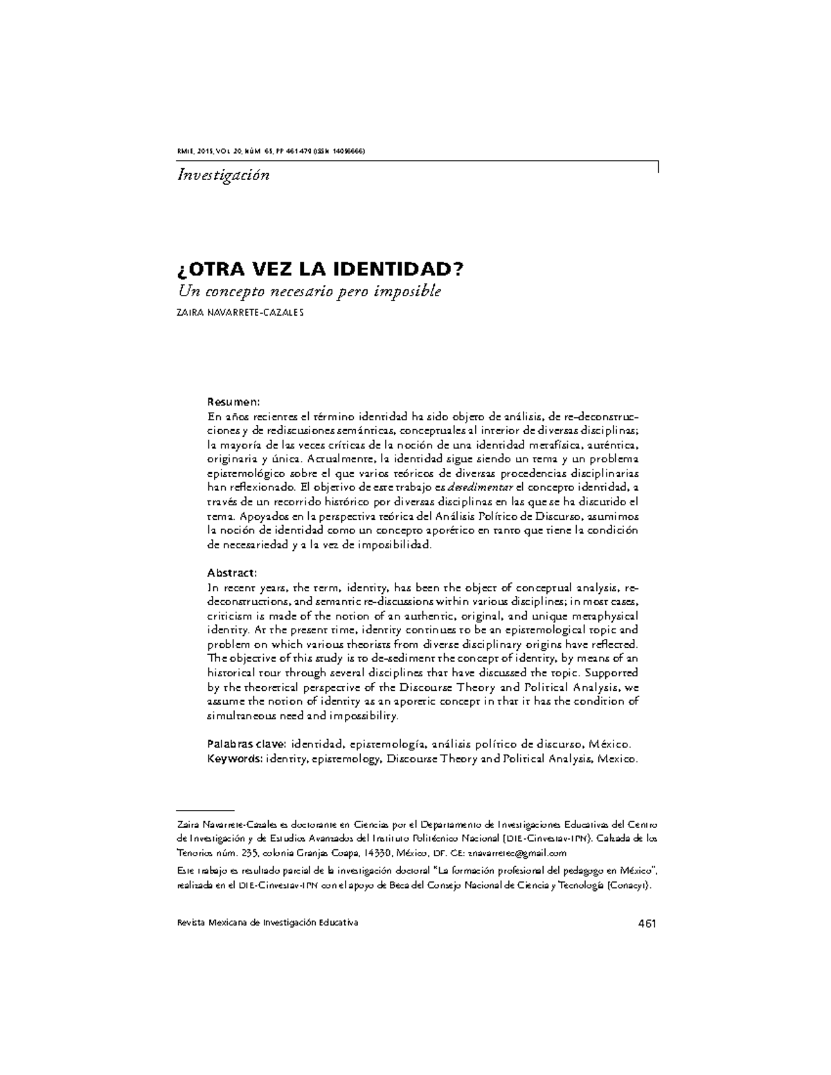 V20n65a7 - Revista Mexicana de Investigación Educativa 461 RMIE, 2015 ...