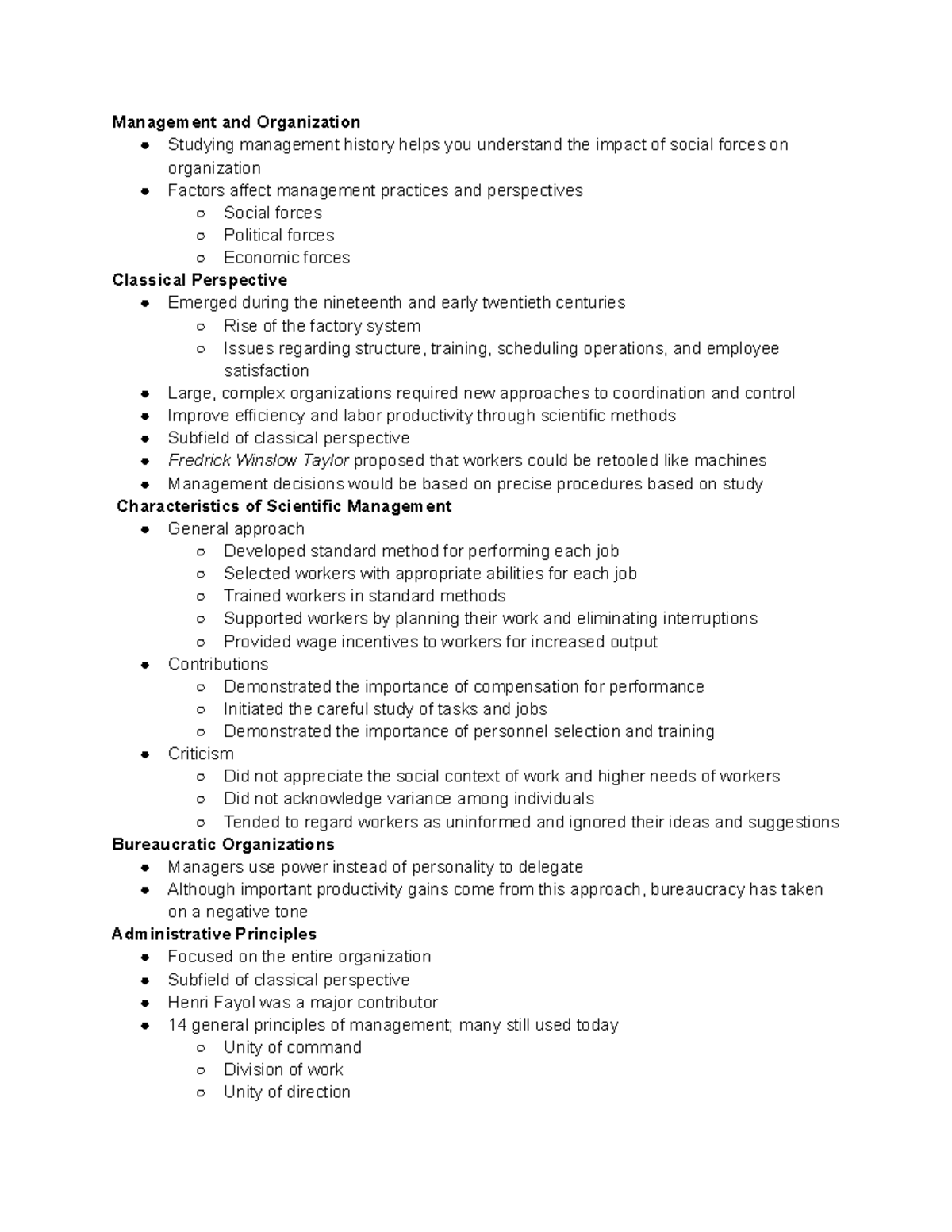 MNGT 301 Chapter 2 Notes - Management And Organization Studying ...