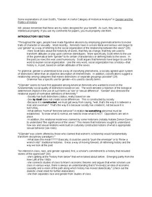 Gender and the politics of history summary