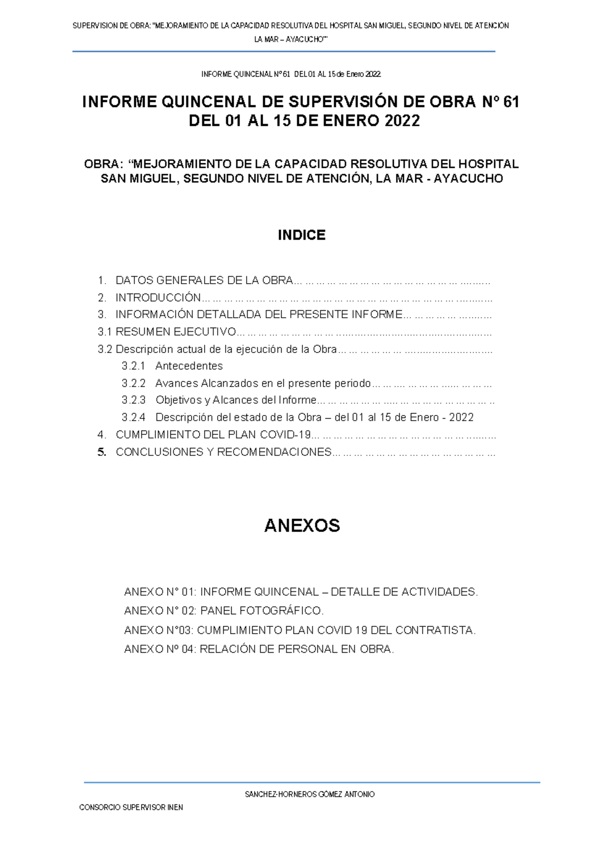 01. Informe Quincenal Nº 61 - CONSORCIO SUPERVISOR INEN LA MAR ...