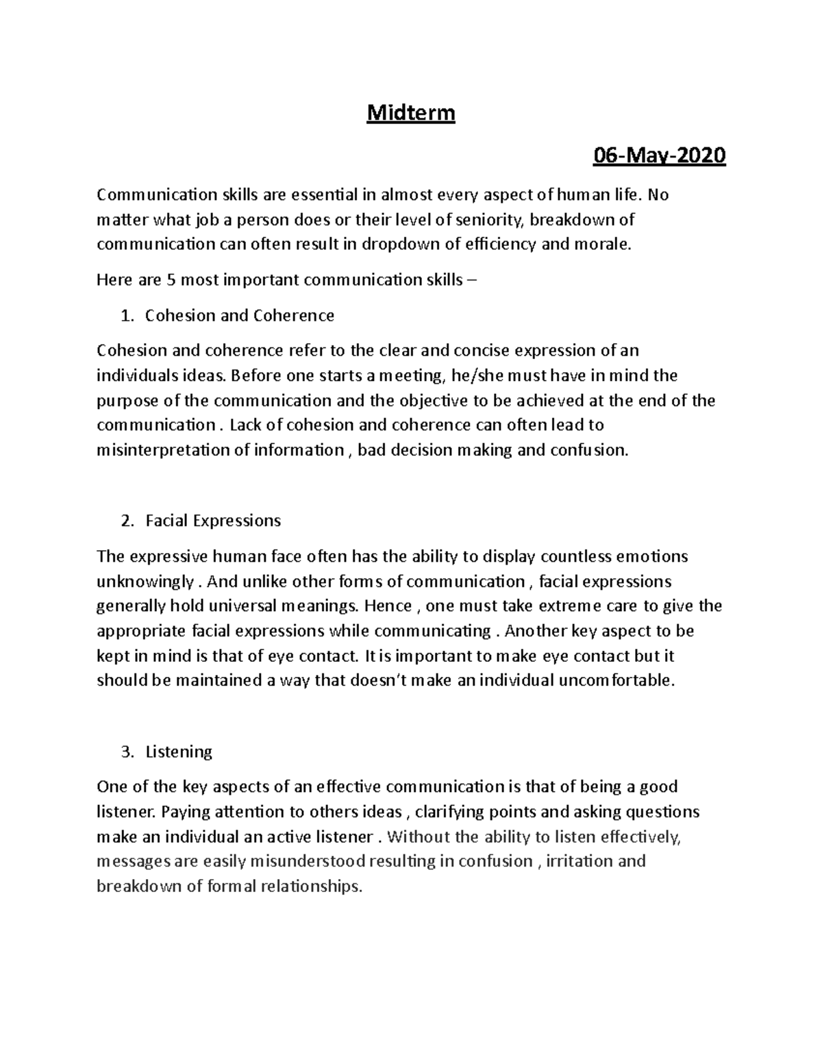 Electrical Engineering Notes - Midterm 06-May- Communication skills are ...