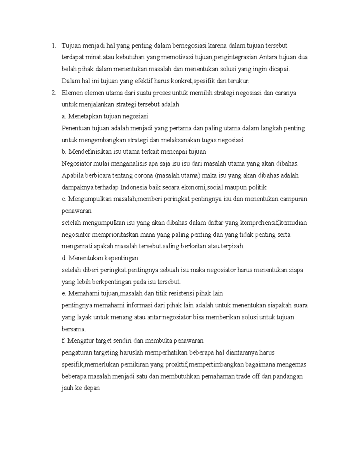 Quiz negosiasi bab ke 4 strategy and planning - Tujuan menjadi hal yang