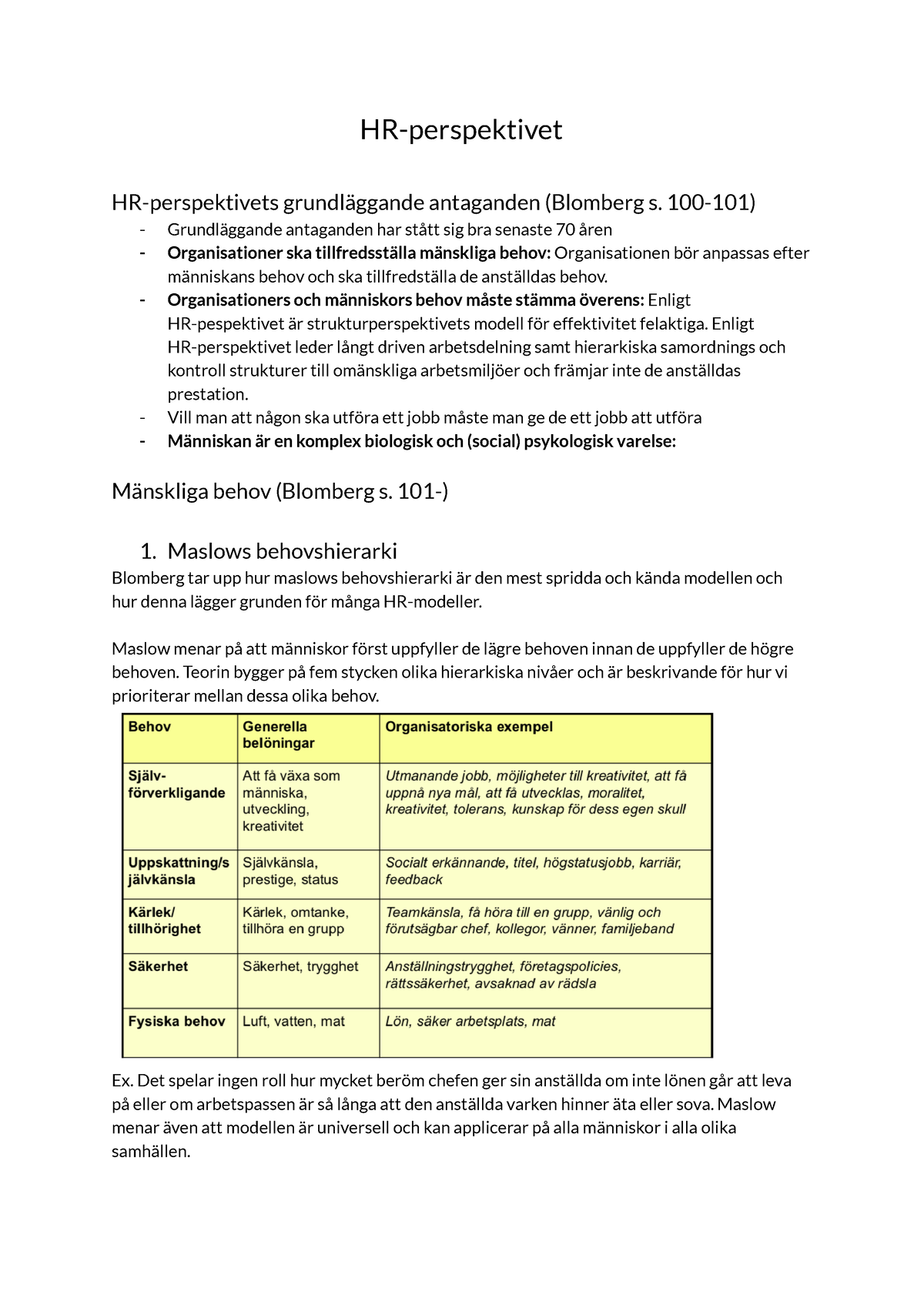 HR-perspektivet - Tenta Anteckningar - HR-perspektivet HR-perspektivets ...