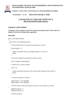 JAVA LAB Manual - BANGALORE COLLEGE OF ENGINEERING AND TECHNOLOGY ...