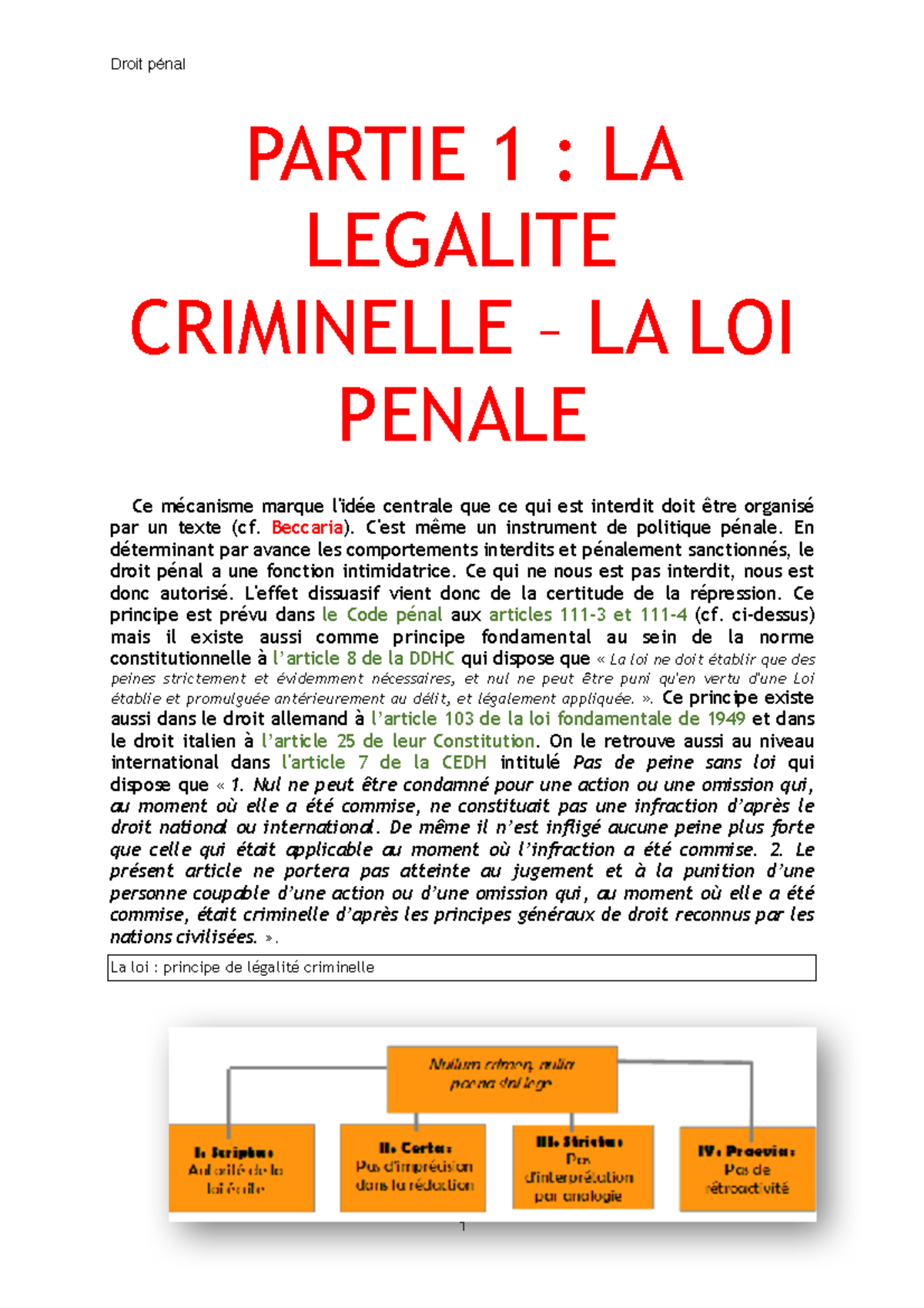 Principe De Legalite Des Delits Et Peines