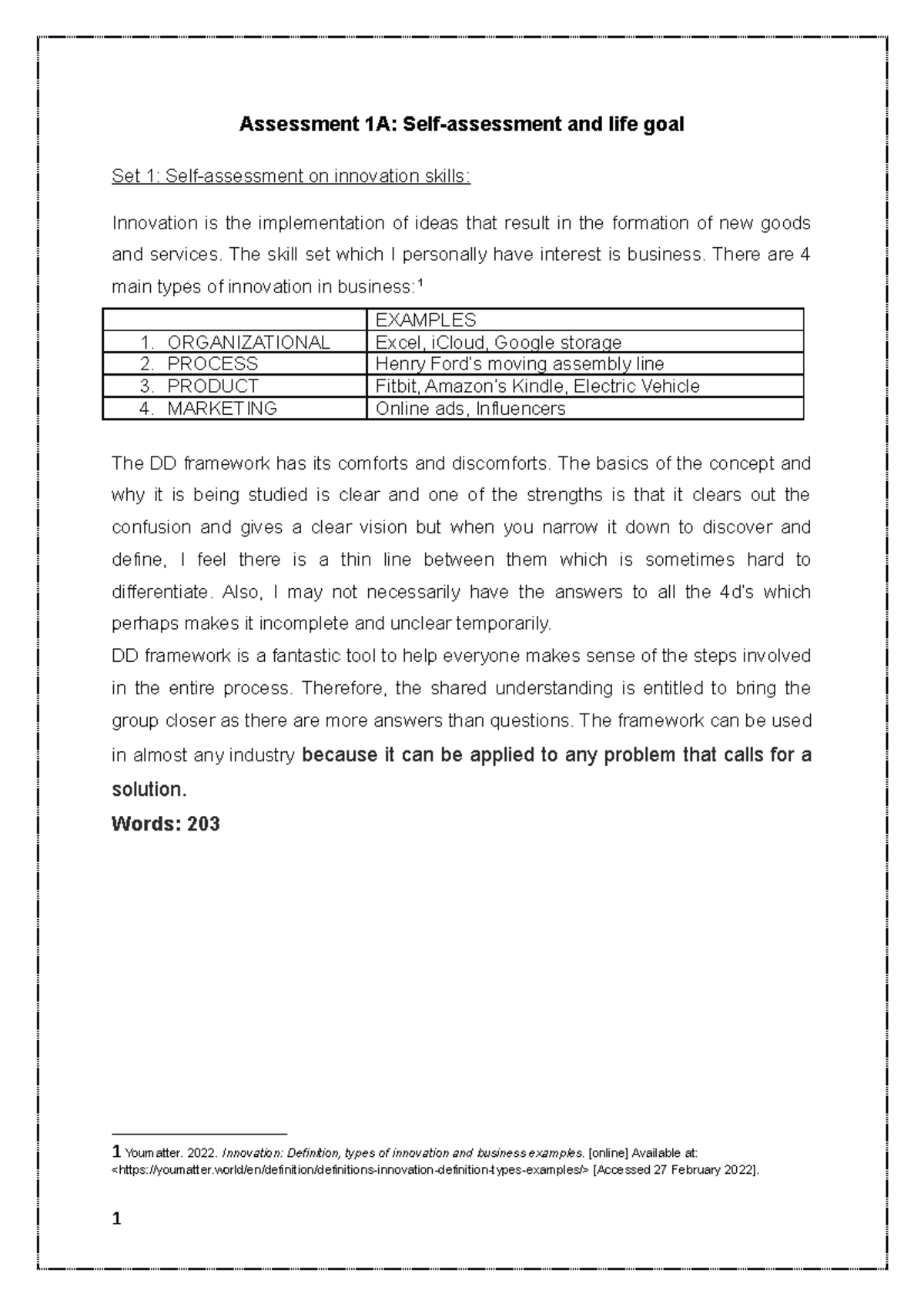 Assessment 1A -COMM1120 - Assessment 1A: Self-assessment And Life Goal ...