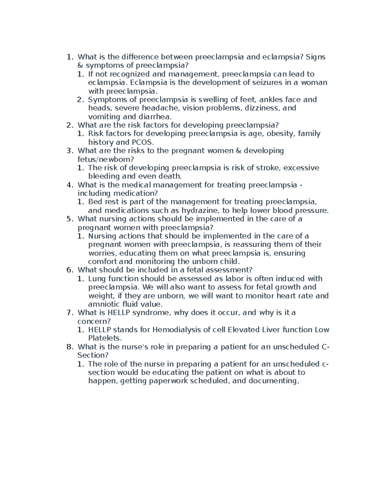 What is the difference between preeclampsia and eclampsia NURS 464
