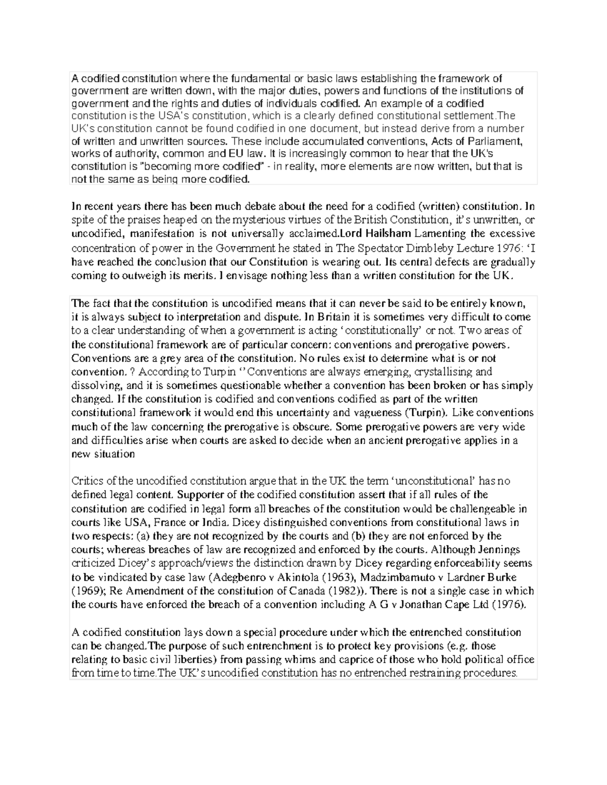 A codified constitution for public law A codified constitution where