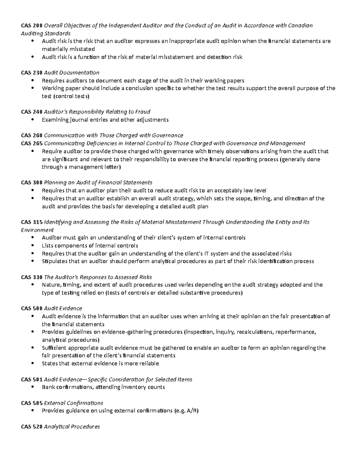 Canadian Audit Standards to know for Audit 1 & 2 - CAS 200 Overall ...