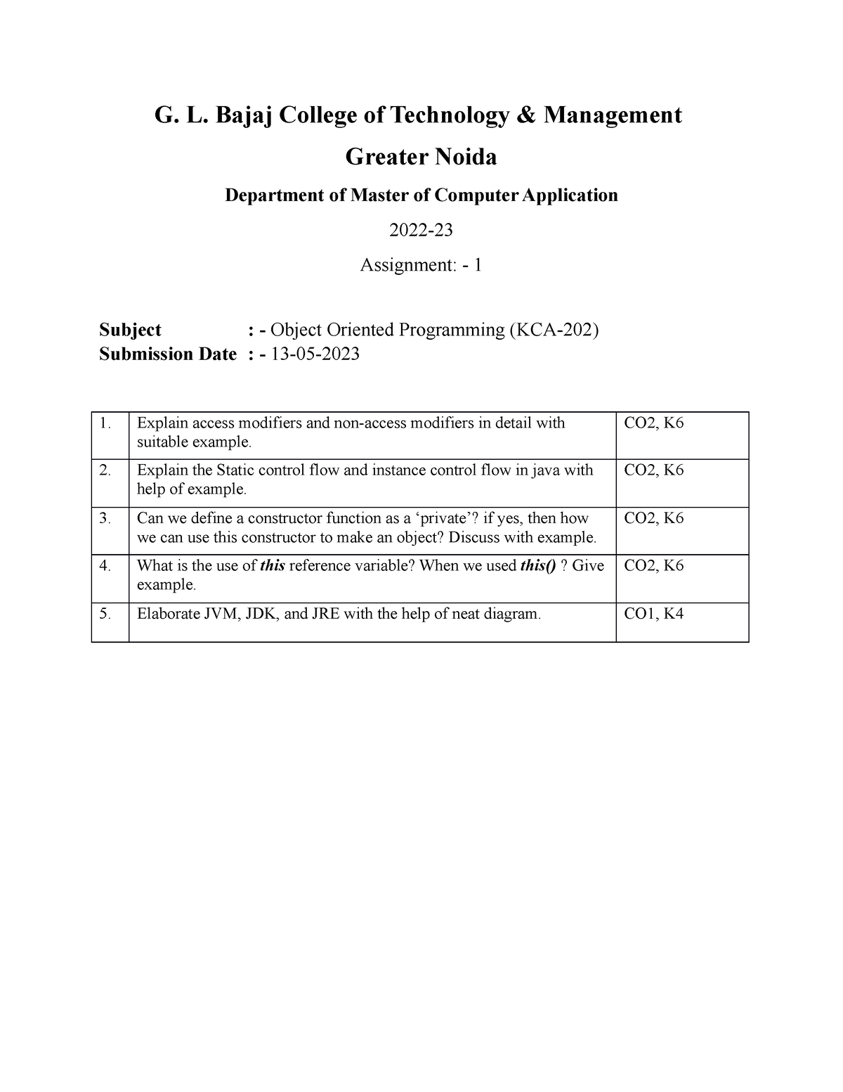 computer application assignments