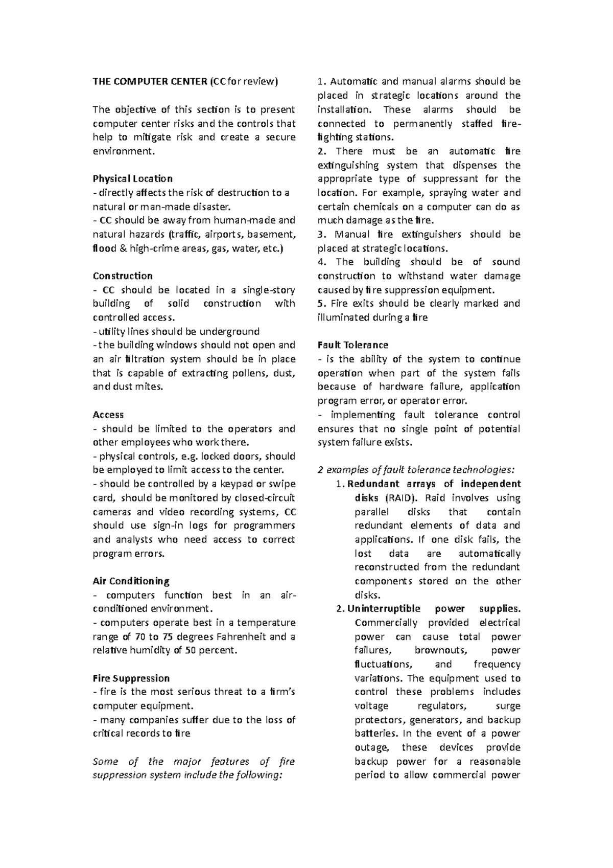 CIS Reviewer Chapter 2 PART 2 - THE COMPUTER CENTER (CC for review) The ...
