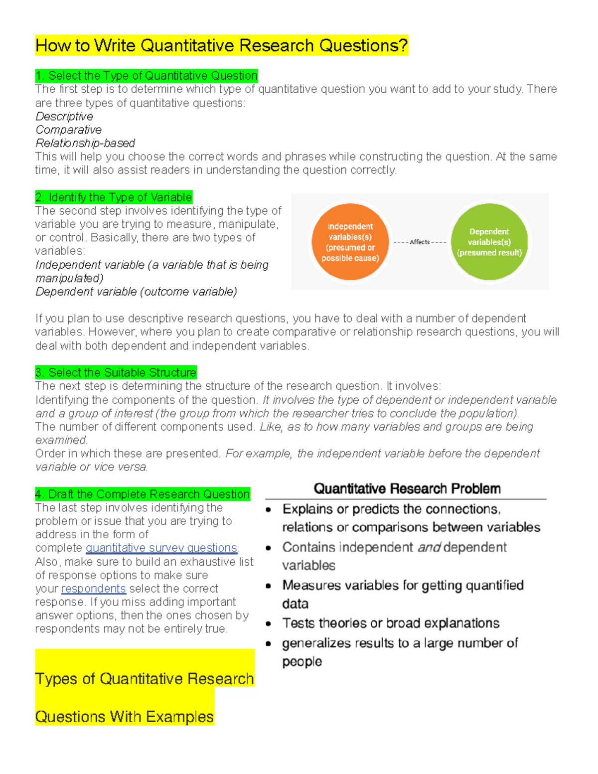 Print ME- Quantitative Research AND Types OF Variables - How to Write ...