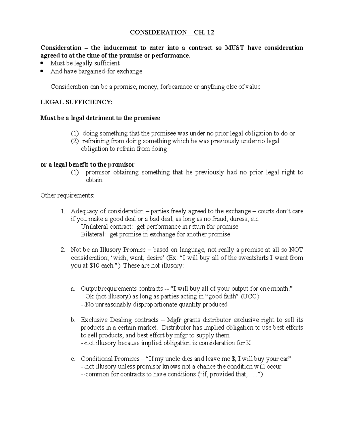 Ch 12 - Consideration Notes Updated For Online - CONSIDERATION – CH. 12 ...