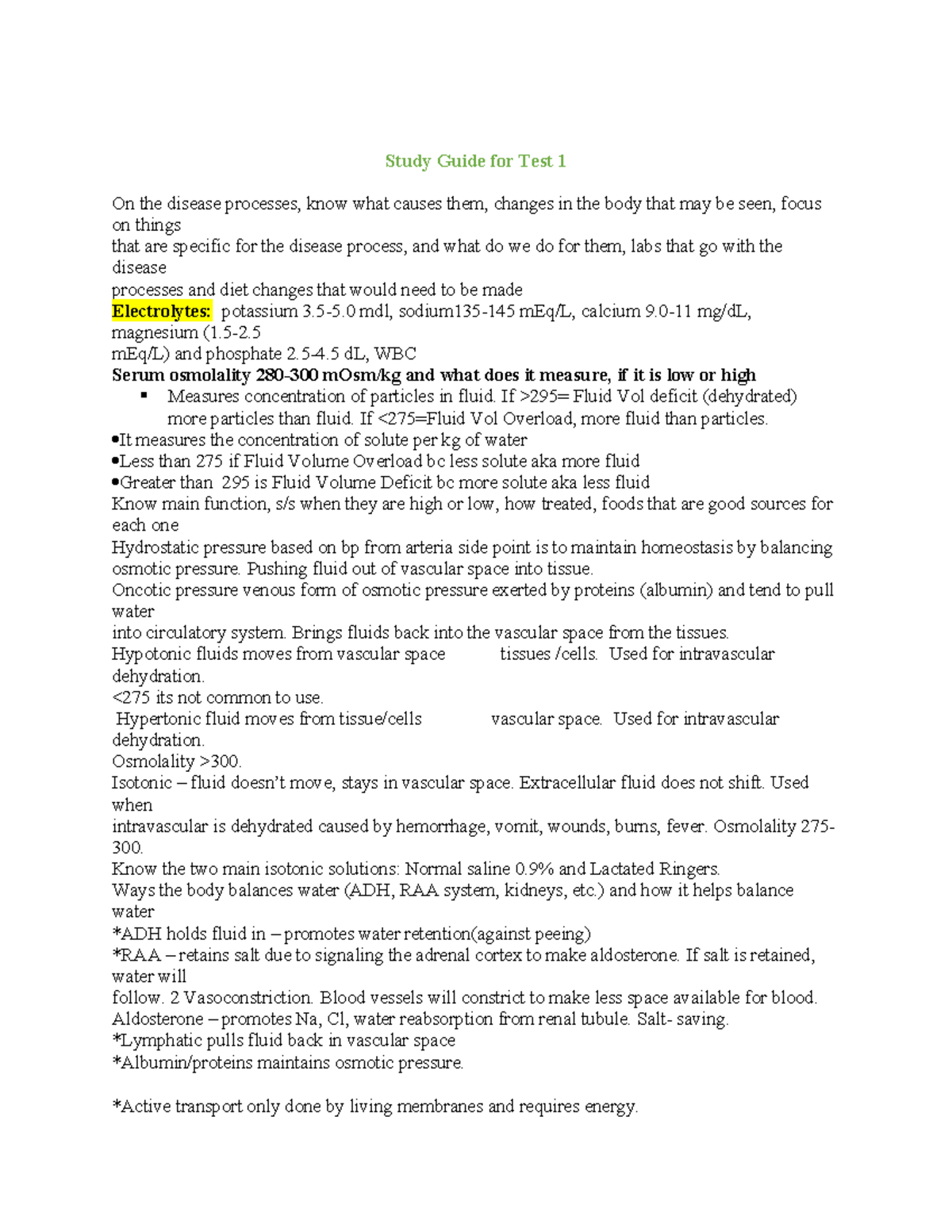 Study Guide for Test 1 - Not filled out but what will be on the first ...
