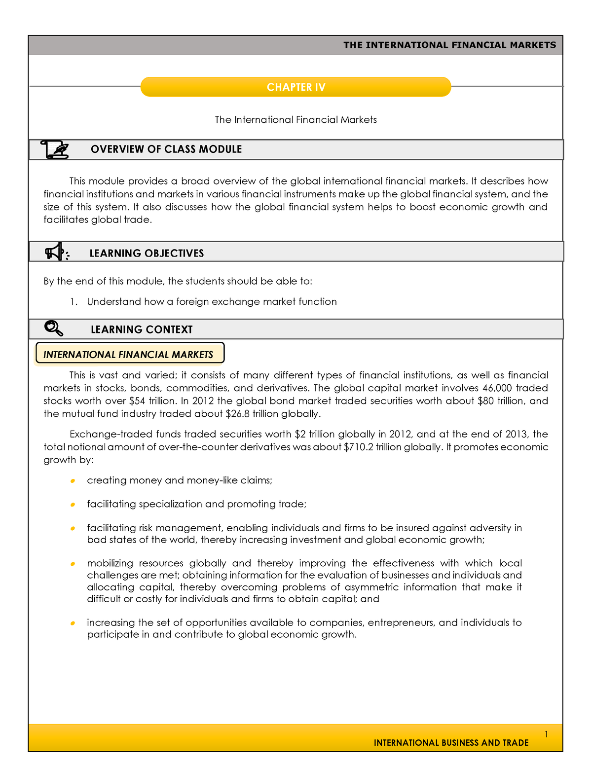 Week-6 IBT - notes - INTERNATIONAL BUSINESS AND TRADE 1 THE ...