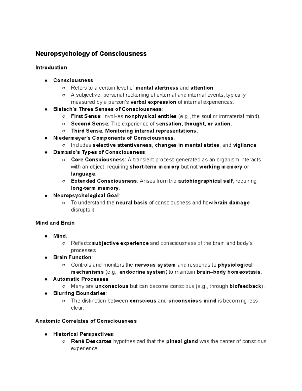 Neuropsychology of Consciousness - Neuropsychology of Consciousness ...
