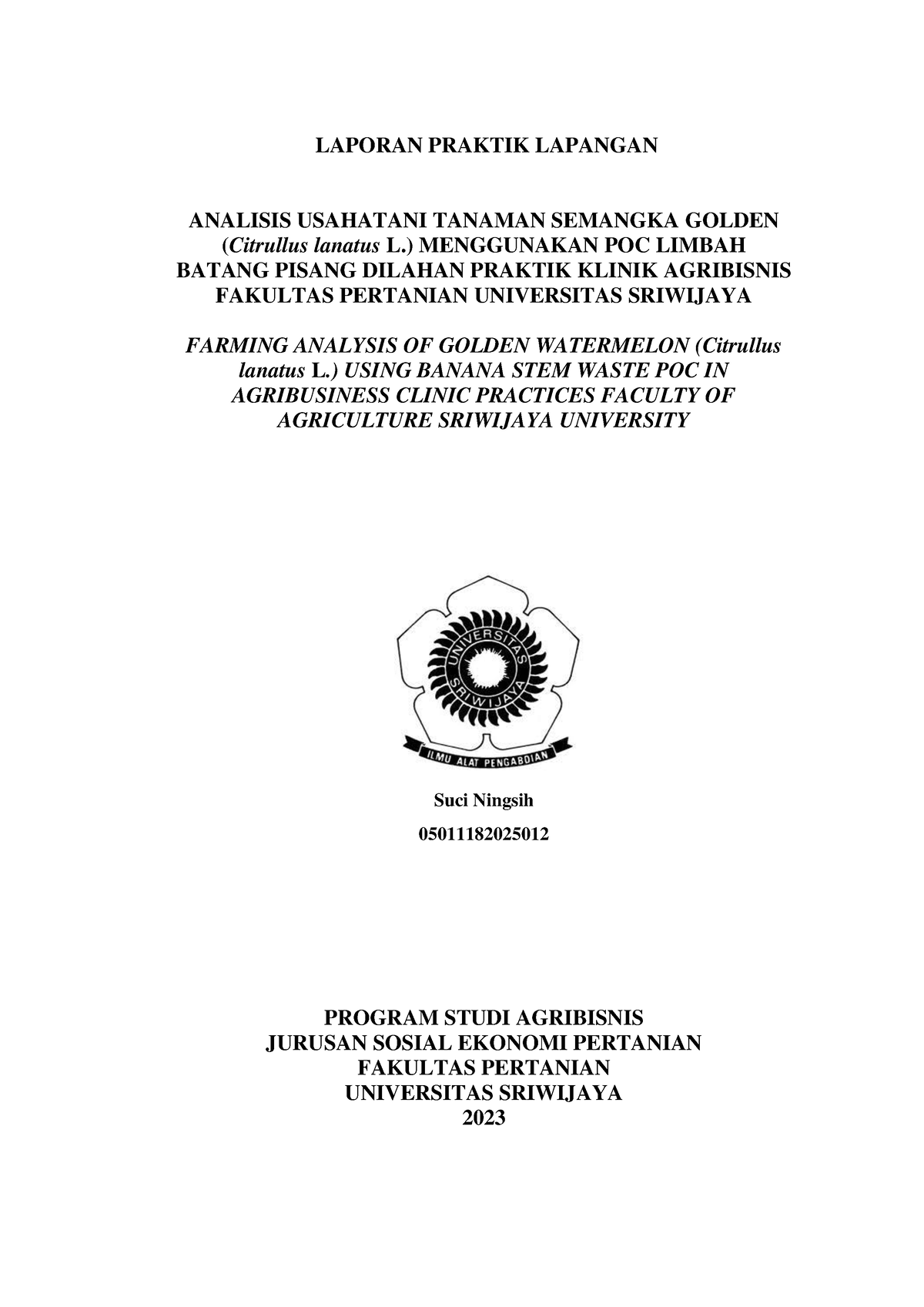 Laporan Praktik Lapangan FIX 27 - LAPORAN PRAKTIK LAPANGAN ANALISIS ...