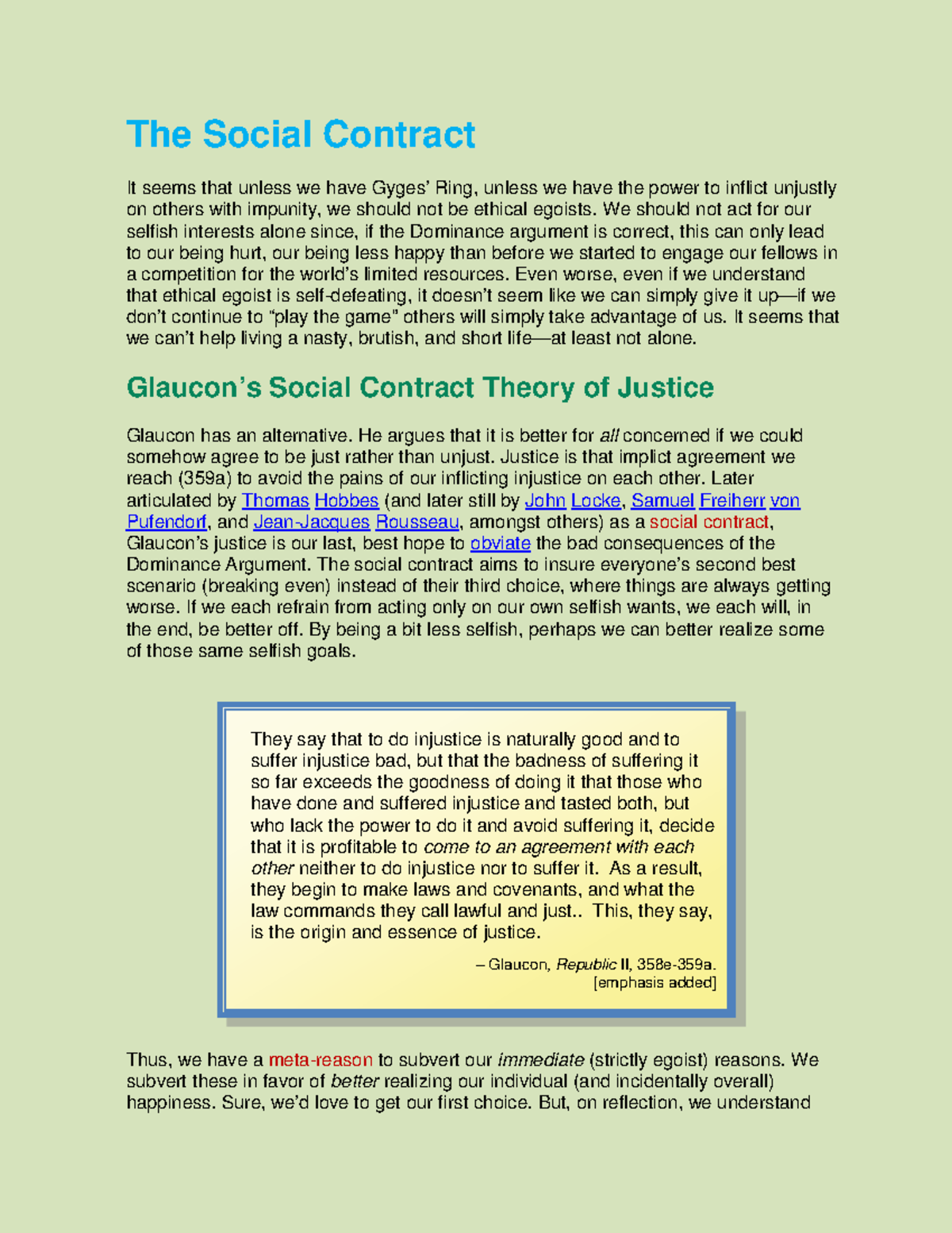 Ethics social contract - The Social Contract It seems that unless we ...