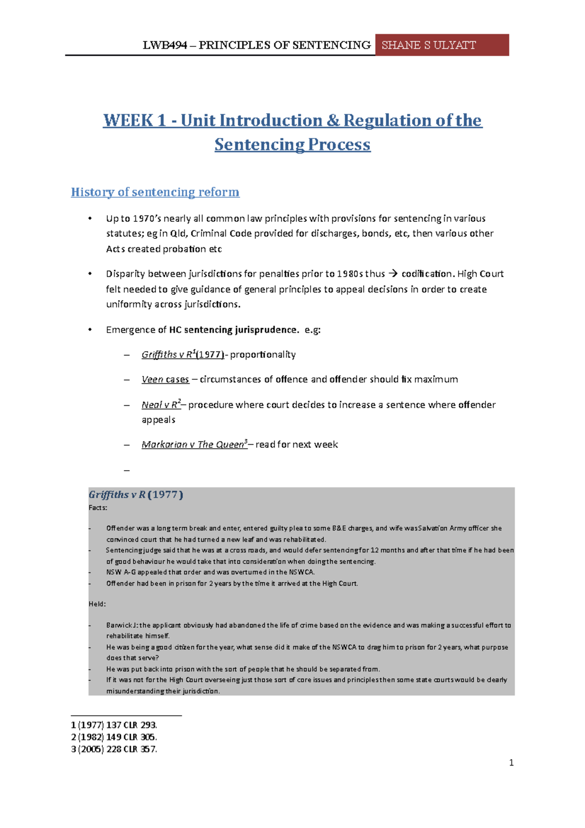 Summary Principles of Sentencing: complete - Principles of sentencing ...