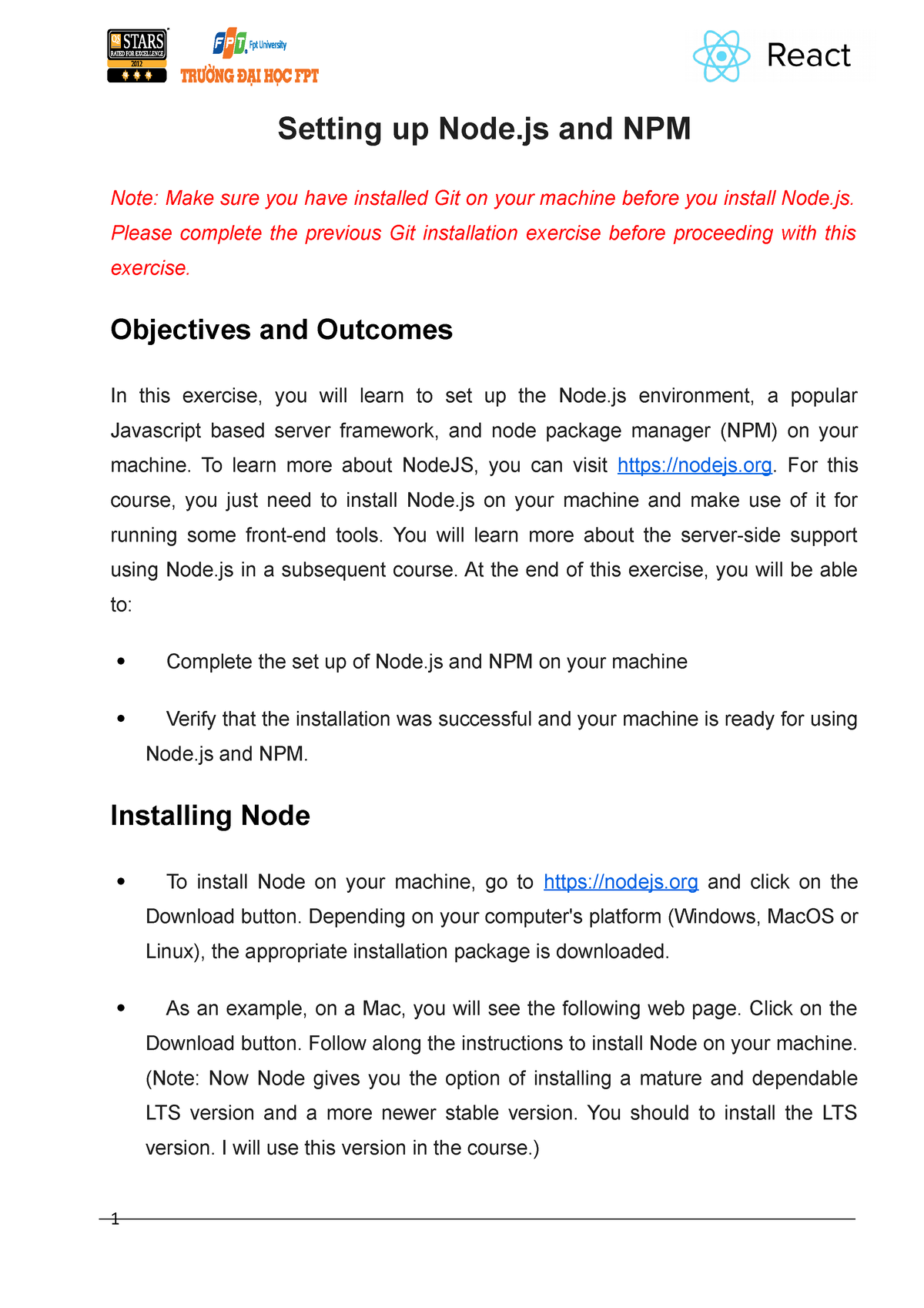 Exercise 4 Setting Up Node.js And NPM - Setting Up Node And NPM Note ...