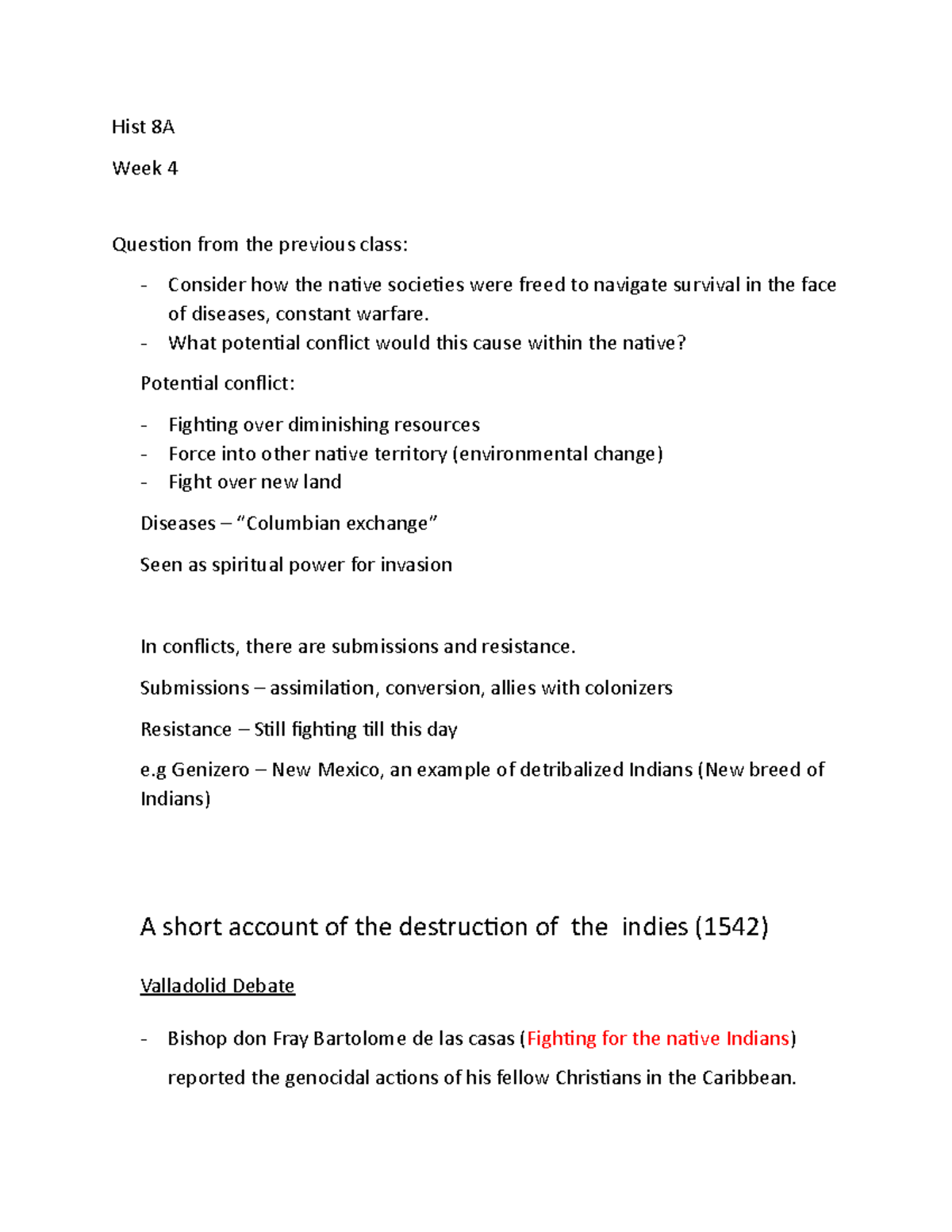 Hist 8A Week 4 Notes - Materials Covered In Class - Hist 8A Week 4 ...