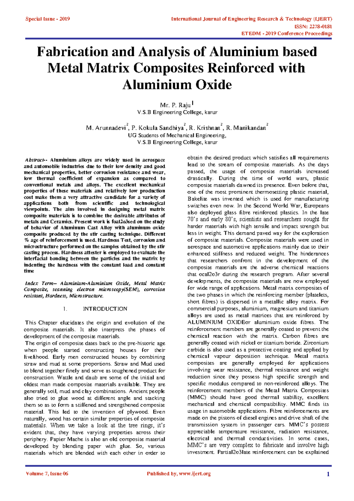 Fabrication and Analysis of Aluminium based Metal Matrix Composites ...